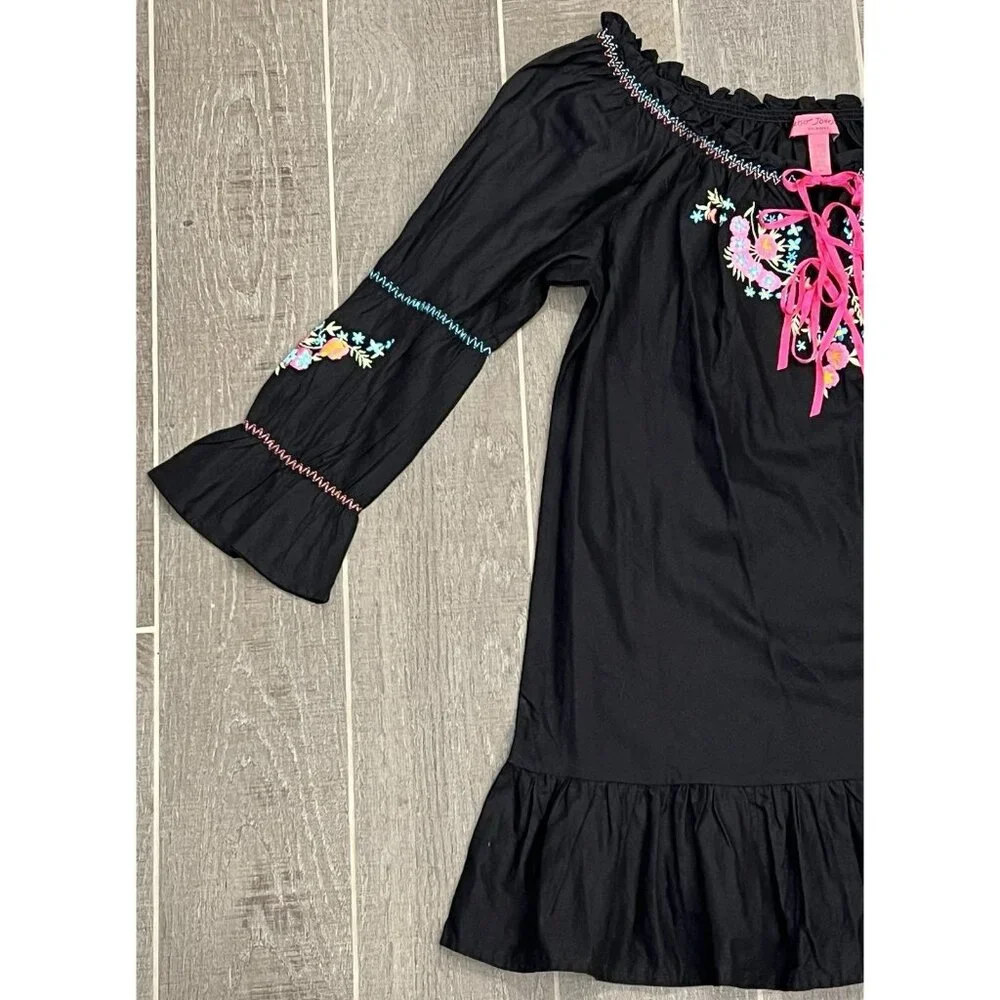 Betsey Johnson Intimates Tunic Dress Lounge Medium Size Cover Up Embroidered - Picture 9 of 9
